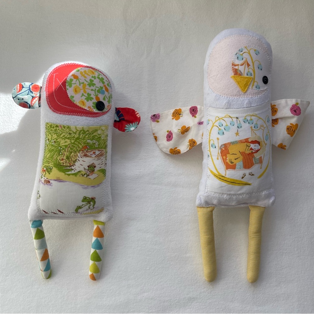 Colorful Patchwork Bird Plush Toy Duo
